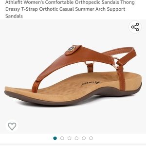 Athlefit Women's Comfortable Orthopedic Sandals Thong Dressy T-Strap Orthotic